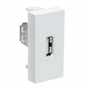 Розетка модульная USB размер 45х22,5 мм белая (уп. 20 шт)