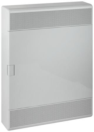 Щит слаботочный мультимедийный для открытой проводки с горизонтальной непрозрачной дверцей на 54 модуля серый IP41 (ЩРн-П-54)