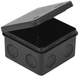 Коробка распаячная для открытой проводки 80х80х50 мм (откидная крышка), черная