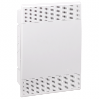 Щит слаботочный мультимедийный для скрытой проводки с горизонтальной непрозрачной дверцей на 24 модуля белый IP40 (ЩРВ-П-24)