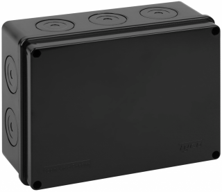 Коробка распаячная для открытой проводки 200х140х75 мм без гермовводов, черная