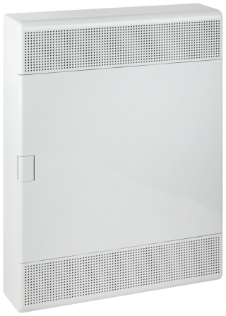 Щит слаботочный мультимедийный для открытой проводки с горизонтальной непрозрачной дверцей на 54 модуля белый IP41 (ЩРн-П-54)