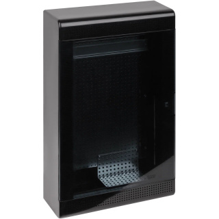 Щит слаботочный мультимедийный для открытой проводки с горизонтальной прозрачной дверцей на 36 модулей черный IP40 (ЩРн-П-36)