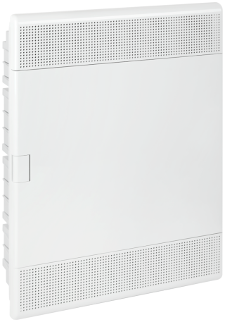 Щит слаботочный мультимедийный для скрытой проводки с горизонтальной непрозрачной дверцей на 54 модуля белый IP41 (ЩРв-П-54)